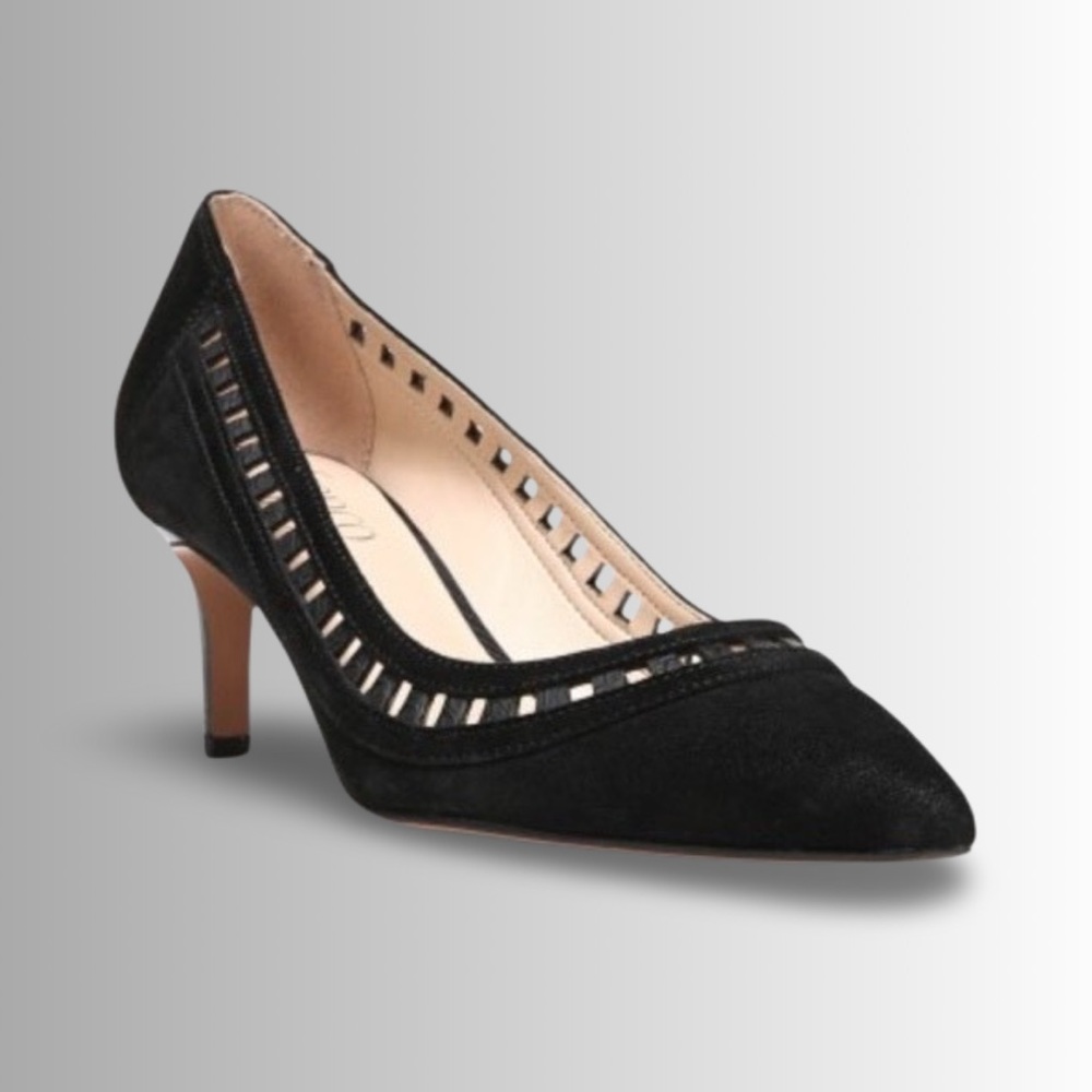 Franco Sarto Nude Diane LP Leather Upper 2.5” Heel Cut Out Heels, Size 8 - Picture 1 of 9